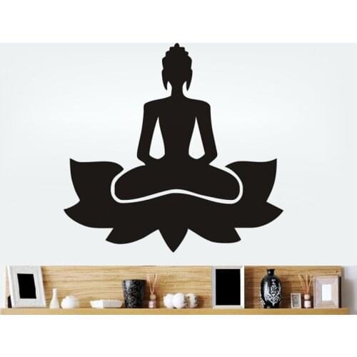 Meditate Yoga Lotus Pose Wall Stickers Vinilos Decorativos Waterproof Yoga Studio Dedicated Buddha Decal Stickers Muraux SYY62