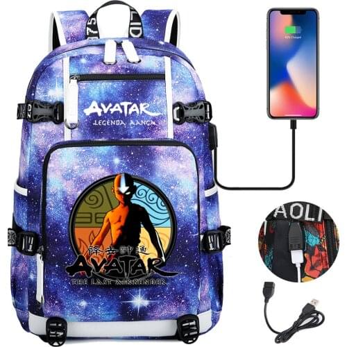 Avatar The Last Airbender Backpack Girl Boy Schoolbag Large Capacity Laptop Bag Waterproof Multifunction USB Charging Backpack