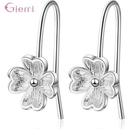 Beautiful Flower 925 Sterling Silver Huggie Hoop Earrings For Women Punk Ear Hooks Earrings Jewelry Birthday Gift