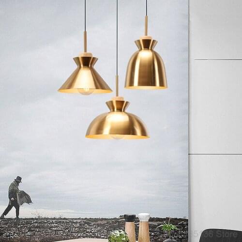 Nordic Golden Pendant Light Bar Cafe Bedroom Bedside Living Room Decoration Modern Hanglamp Kitchen Hanging Lights Home Decor