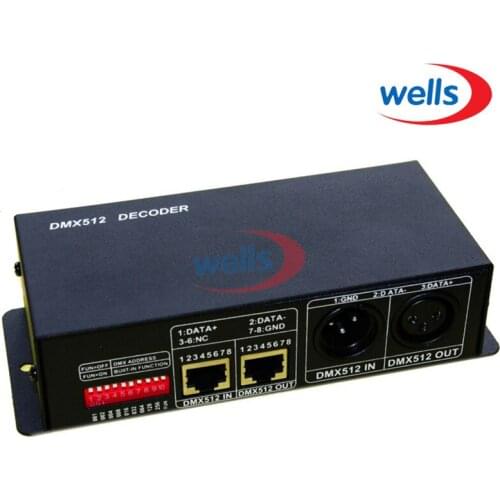 LED DMX512 controller Common Anode 3CH RGB decoder;three CMOS drain-open output;Max output current 4A each color;DC12~24V