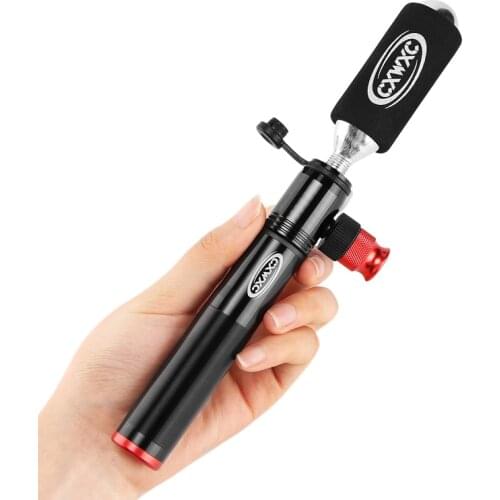 CXWXC Telescopic Bike Pump 2-in-1 Design CO2 Inflator Mini Bicycle Hand Ball Air Pump Fits Presta and Schrader