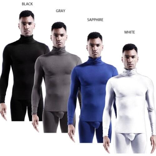 Neck Protection Modal Top High Neck Men Warm Autumn Clothes Winter Long-sleeved Thin Tight Bottoming Shirt Solid Color Underwear