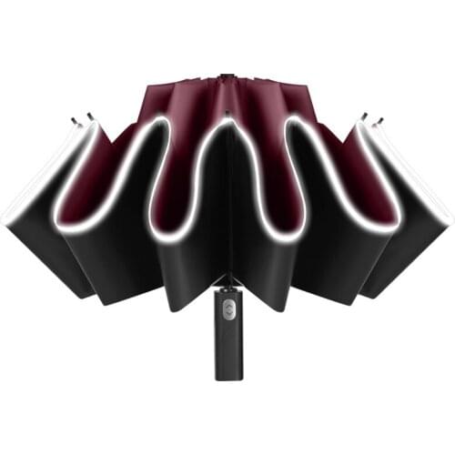 Windproof Folding Umbrella for Mens Women, Auto Open/Close, Anti-UV Umbrella with 10 Ribs Night Reflective Stripes