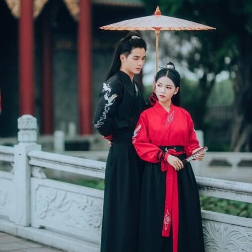 Embroidery Dance Costumes Hanfu Women Men Chinese Folk Fairy Dress Cosplay Festival Outfit Rave Performance Clothing DC3442