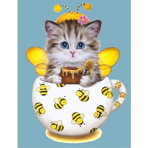 3D DIY Diamond Embroidery Mosaic Needlework Fashion Diamond Paintings Best Stitch Full Diamond Ladybug Cartoon Cat