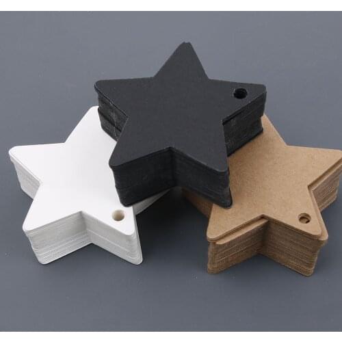 50pcs Star Kraft Paper Label Wedding Christmas Halloween Party Favor Price Gift Card Luggage Tags White Black Brown 3colors