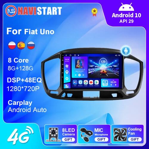 6+128G For Fiat Uno 2014-2020 Car Radio Multimedia Video Android auto Carplay DSP Android 10 DVD Player 2Din GPS Navigation NAVI