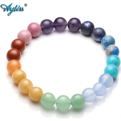 Ayliss 7 Chakra Bracelet Healing Crystal Stones Yoga Beaded Stretch Bracelet Reiki Balancing Meditation Natural Stone Bracelets