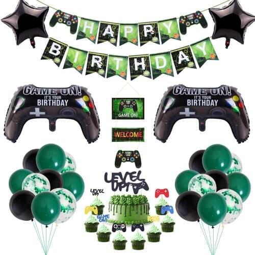 Video Game Happy Birthday Banner Gamepad Boy Inflate Party Supplies Toy GAME ON Foil Balloon Happy Birthday Decoration Kids Toys