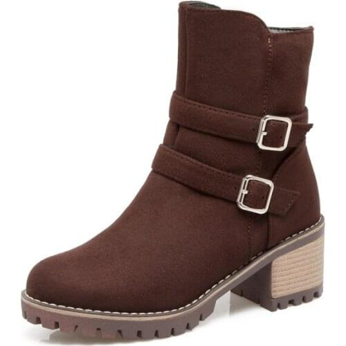 Big Size British Wind Simple Tidal Stream Side Zipper Belt Buckle High-heeled Heavy-heeled Boots