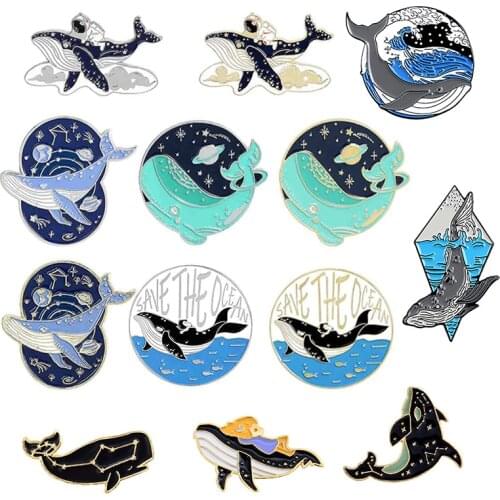 Ocean Series Pins Whales sharks space exploration Brooches Enamel Pin Badge Brooch Gift