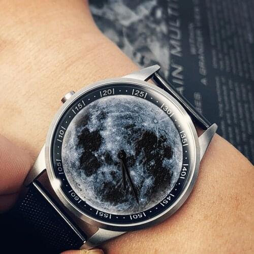 2020 Enmex design wristwatch 3D moon creative design stainless steel case Oil Painting face quartz clock watch