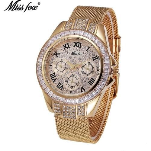 Luxury Brand Golden Stainless Bracelet Women Watches Fashion Rhinestone Crystal Ladies Wrist Watch Female Casual Dress Clock New