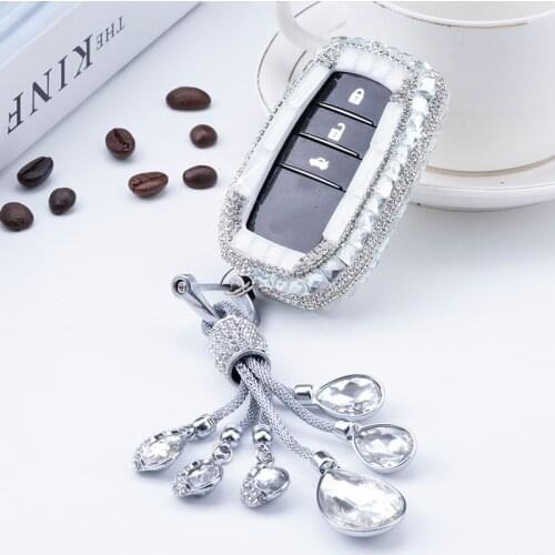 Diamond Crystal Car Key Case Cover For Toyota Chr C-hr Land Cruiser 200 Avensis Auris Corolla Smart Keychain Shell Accessories