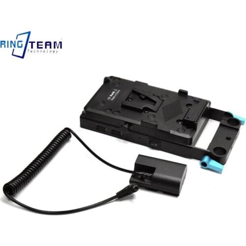 Decoded LP-E6 Dummy Battery DR-E6 DC Coupler + V Mount Plate for Canon EOSR EOS 5D Mark IV III II 5D4 5DS 5DS R 6D 7D 7D Mark 2