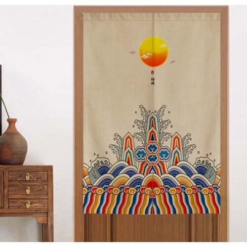 Japanese Style Anti-smoke Decorative Door Partition Curtain Fabric Retro Home Kitchen Restaurant Screens Bathroom Toilet Cloth