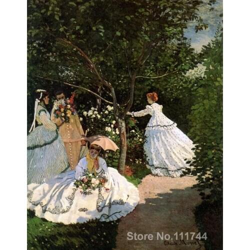 Paintings by Claude Monet Women in the garden decorative art handmade High Quality