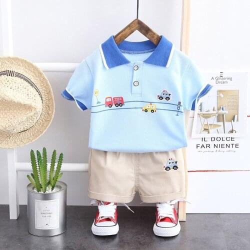 2pcs Baby Boy Clothing Sets Infants Children Boy Clothes Shorts Sleeve Tops+Overalls 2PCS Outfits Summer Kids Clothing