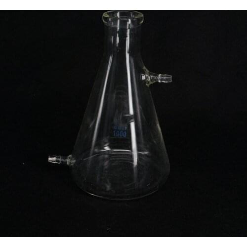 1000ml Glass Filtering Flask Lab Bottle With Double 10mm Hose Vacuum Adapter