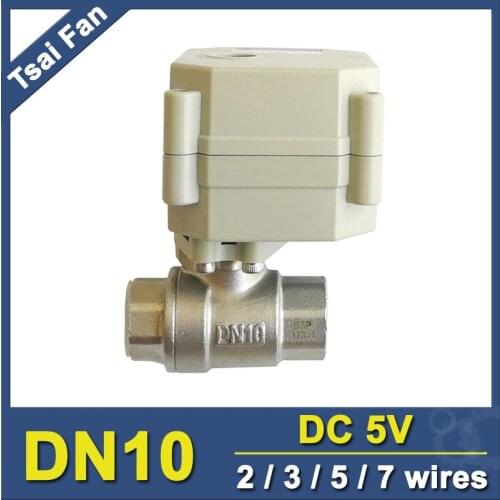 Hot Sales TF10-S2-C 2/3/5/7 Wires DN10 Motorized Ball Valve BSP/NPT 3/8'' SS304 Electric Ball Valve For Automatic Control System