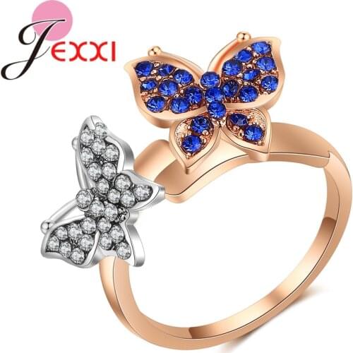 Fashion butterfly Crystal Wings Female Rings For Women love Jewelry Girls Wedding Bands Fashion Party Ring Dropshipping
