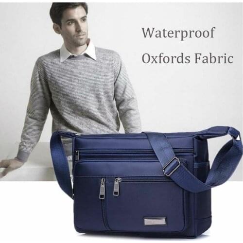 Mens Waterproof Messenger Bags Business Satchel Travel Oxfords Shoulder Nylon Bag Canvas Leisure Large Capacity Bag