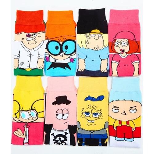 Mens and womens cartoon animation neutral cotton socks sports leisure cute long tube trend socks