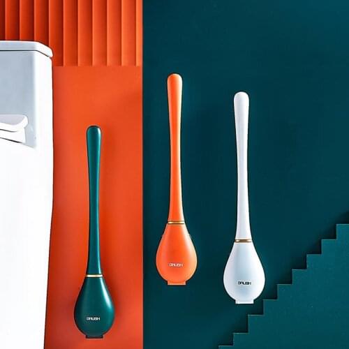 New Silicone Brush Head Toilet Brush Wall-Mounted Automatic Opening And Closing Bathroom Cleaning Brush Set No Dead Corner Wash