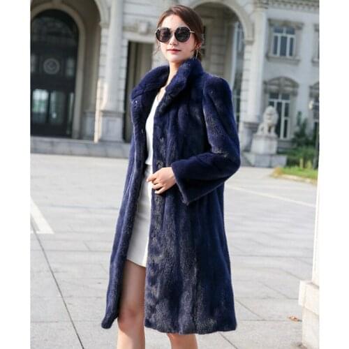 Autumn and Winter New long-sleeved mink fur coat Mink imitation fur fashion vertical collar full female coat jacket
