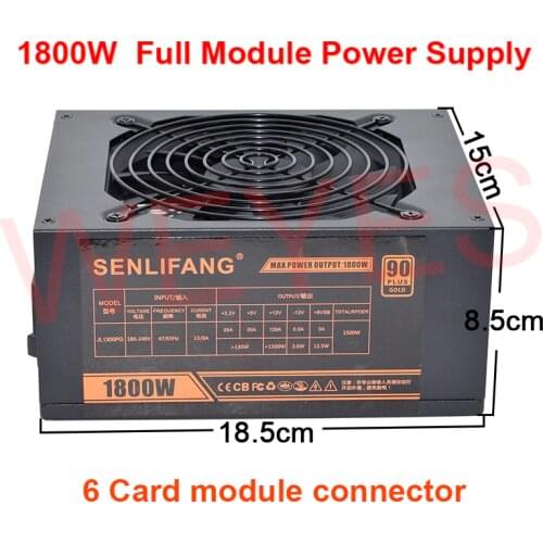 New 1800W psu ATX Mining Modular Power Supply For 6 GPU Eth Rig Ethereum Full Module 220V psu for Mining BTC LTC ETC