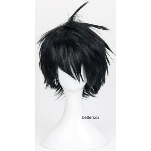 Seraph of the End Yuichiro Hyakuya Cosplay Wig Short Black Mix Blue Heat Resistant Synthetic Hair Wig + Wig Cap