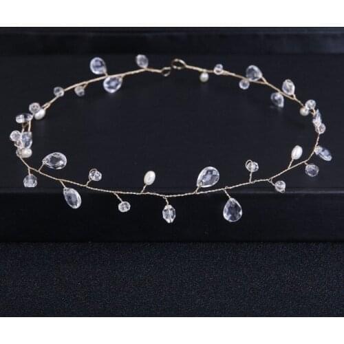 Simple White Pearl Crystal Bridal Hairbands Tiaras Wedding Crown Headband For Bride Hair Jewelry Wedding Accessories Hair Wear