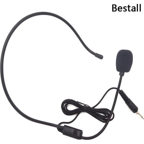 Bestall 1pcs 3.5 mm Screw Plug Wired HeadWorn Condenser Microphone Headset Mic For Wireless Karaoke System Bodypack Transmitter