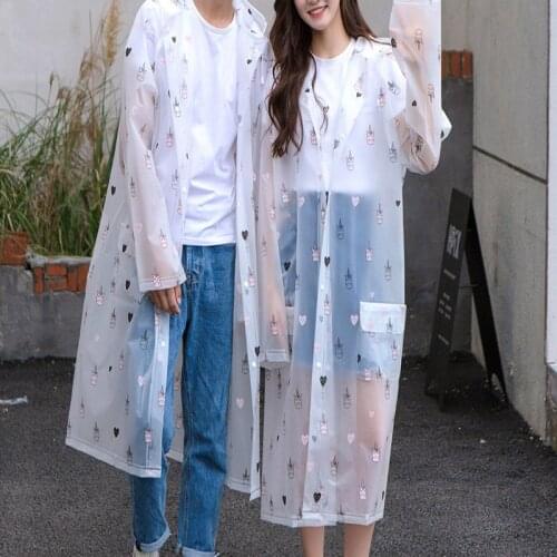 Transparent Raincoat Rain Coats Long Big Size Cloak Poncho Women Mens Waterproof Cute Cartoon Printing Clear Rain Jacket Cover