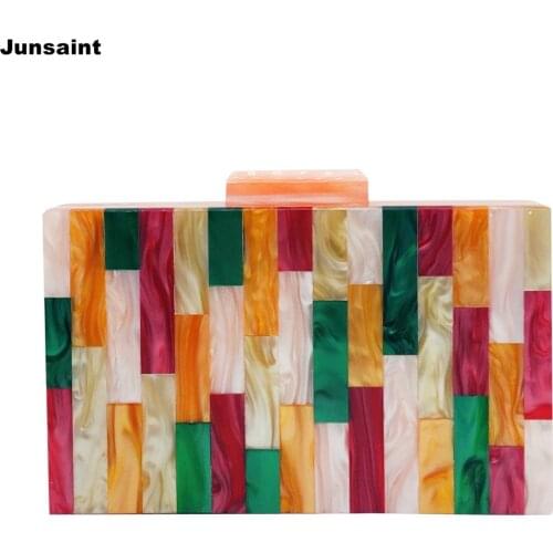 21 New Arrival Luxury Women Pink Base Patchwork Stripped Evening Bag Designer Wedding Party Acrylic Clutch Purse Trendy Handbags