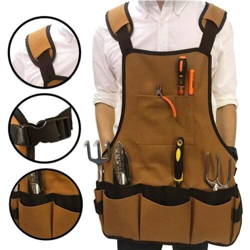 Garden BBQ Tool Bag Adjustable Strap Storage Pockets Pouch Electrician Apron Outdoor Multifunctional Carpenter Tool Apron