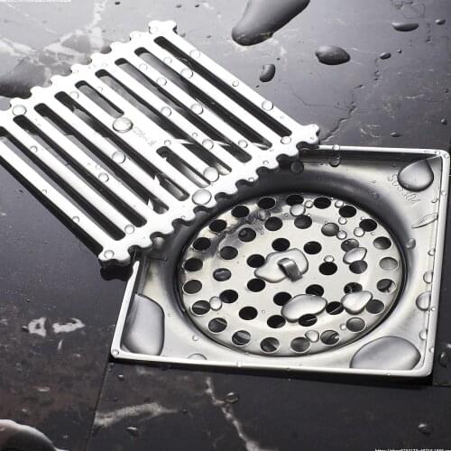 Silver&Black Invisible Shower Floor Drain /Bathroom Balcony Use Brass Material Rapid Drainage Tile Insert Square Drains