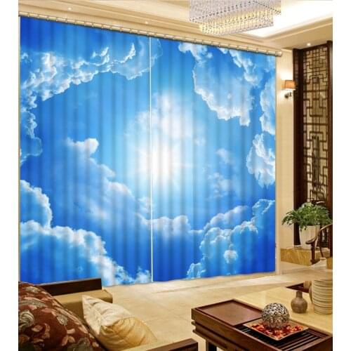Blue Curtain print Luxury Blackout 3D Window Curtains For Living Room office Bedroom Drapes Cortina Rideaux Customized size