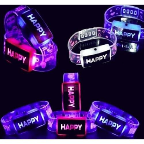 Luminous flashing COLORFUL wrist strap happy wrist strap luminous Bracelet LED watch luminous Bracelet floor stand wholesale