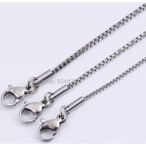 50pcs 1.2mm 1.5mm thin small necklaces steel color stainless steel pendant necklace box chains women DIY jewelry part wholesale
