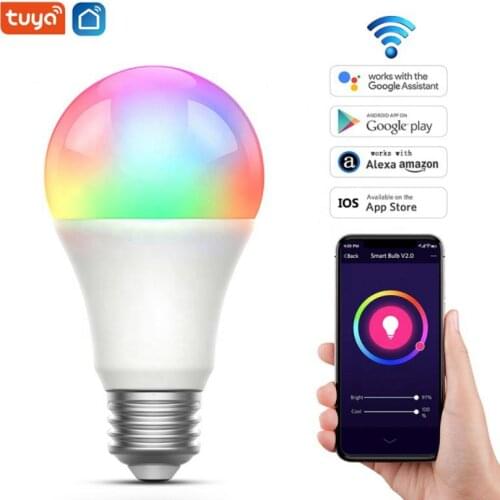 E27 9W WiFi+BLE Smart LED Bulb Tuya Smart Life RGB+C+W Magic Lamp 2800k-6200K, Voice Remote Control Work With Alexa Google Home