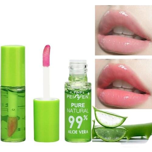 Moisturizing Aloe Essence Lip Gloss Natural Changable Color Portable Waterproof Long Lasting Nutritious Lips Care Lipstick 1PC