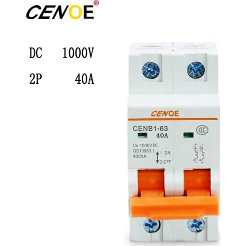 2018 high quality dc solar breaker 2P 1000V 40A dc breaker solar 40A breaker for global solar photovoltaic power generation