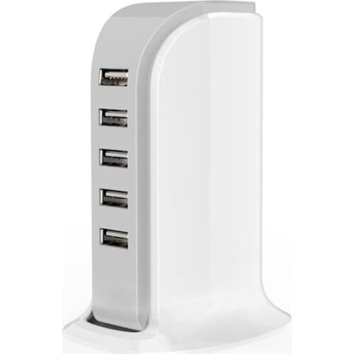 Portable Size 5 Port USB US/EU plug Charger Charging Station Desktop Travel Hub USB Splitter Charging Adapter For PC Laptop