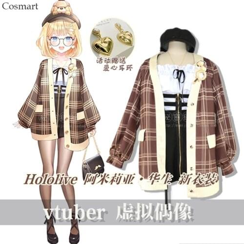 Vtuber Hololive Watson Amelia Lovely Uniform Dailydress Cosplay Costume Halloween Carnival Party Outfit Women 2021 NEW