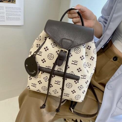 Backpack Womens 2021 New Fashion Print Retro Ins Travel Backpacks for Women Anti Theft Leather Backpack Purse