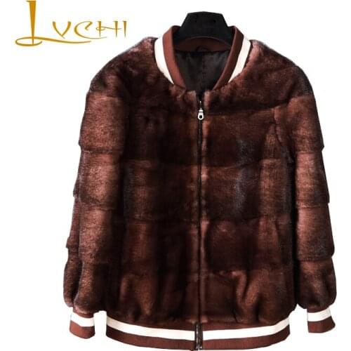 LVCHI Women Winter Real Fur 2019 Long Sleeve Mink Coat Female Thick Natural O-Neck Fur Causal Loss Slim Cool Lady Women Coats