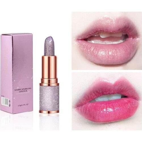 Starry Jelly Lipstick Nourishing Glitter Star Lipstick Moisturizer Tubes Lasting Waterproof Long Cosmetic Makeup Lipstick U2C6