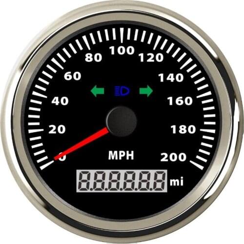 1pc New Style 85mm GPS Speedometers 0-200mph LCD Speed Gauges 200 Miles Per Hour IP67 316L Bezel with Left and Right Turn Light